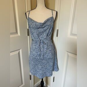 SHEIN Blue floral Mini Dress with waist tie